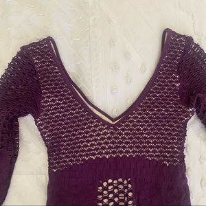 Purple and cream knit free people sweater dress, size M/L but stretchy